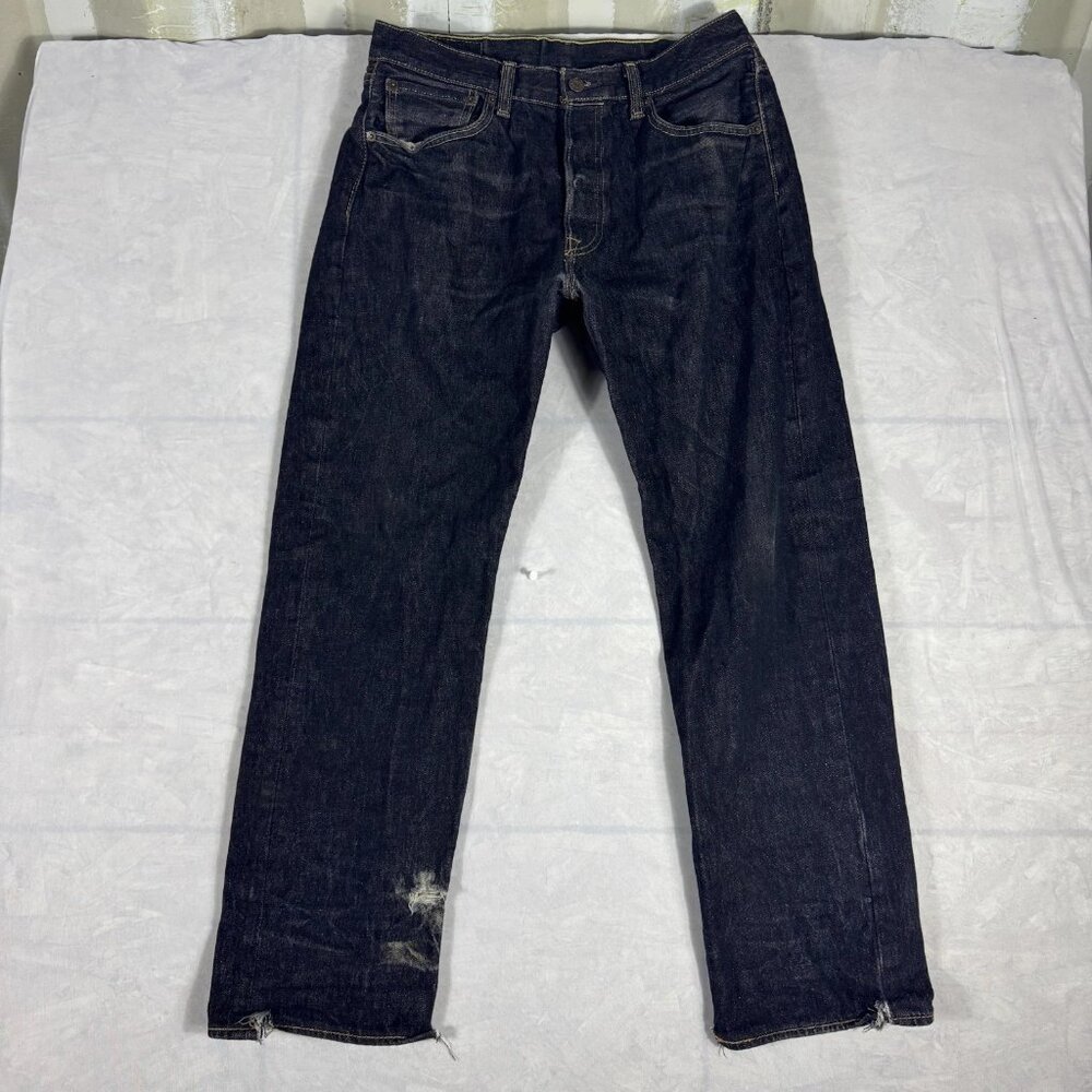 Levi's 501 Men's Straight Jeans‎ Blue Denim Washed Distressed 5-Pocket W33 L32